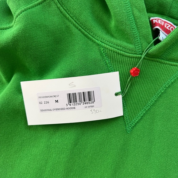 NWT Kenzo 1970 Tiger Embroidered Varsity Green cotton oversized hoodie SZ Medium - Picture 5 of 10